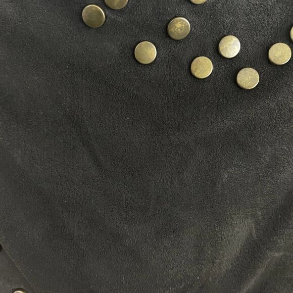 ICE Faux Suede Brown Leather Skirt with Medal Embellishments Size 8 - Picture 5 of 7